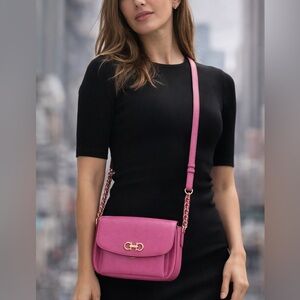 Salvatore Ferragamo Pink Leather Vara Crossbody Bag – Made in Italy